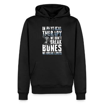 Physiothérapie Surmonter les limites avec l’attitude - Sweat à capuche Premium bio Homme - noir - Devant - Nico (187cm)