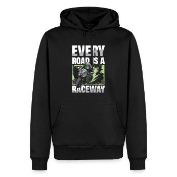 Chaque route est une piste de course Motards - Sweat à capuche Premium bio Homme - noir - Devant - Nico (187cm)
