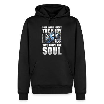 Vier Räder Bewegen Den Körper, Zwei Bewegen Die - Männer Premium Bio Hoodie - Schwarz - Vorne - Nico (187cm)