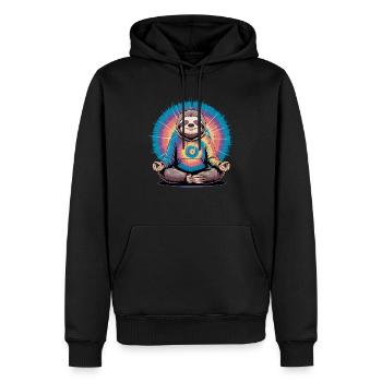 Meditating sloth in rainbow look - Men’s Premium Organic Hoodie - black - Front - Nico (187cm)