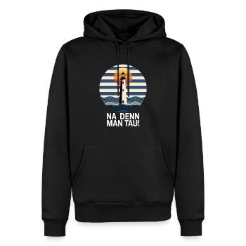 Na Denn Man Tau Leuchtturm Sonnenuntergang Maritim - Männer Premium Bio Hoodie - Schwarz - Vorne - Nico (187cm)