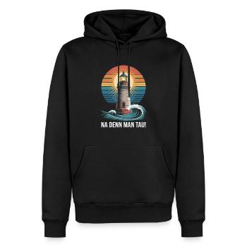 Leuchtturm Abenteuer Na Denn Man Tau - Männer Premium Bio Hoodie - Schwarz - Vorne - Nico (187cm)