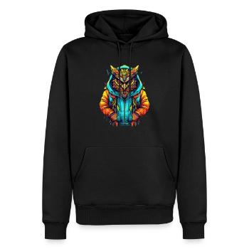 Bunte Eule Mit Kapuze In Urbanem Stil - Männer Premium Bio Hoodie - Schwarz - Vorne - Nico (187cm)