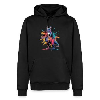 French Bulldog Riding Dinosaur With - Men’s Premium Organic Hoodie - black - Front - Nico (187cm)