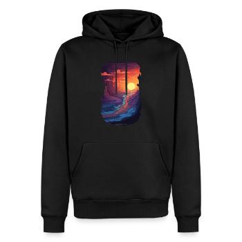 Sonnenuntergang Im Canyon - Abenteuer In Der - Männer Premium Bio Hoodie - Schwarz - Vorne - Nico (187cm)
