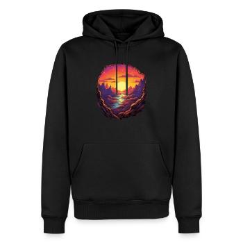 Spektakulärer Sonnenuntergang in Pixelkunst über - Männer Premium Bio Hoodie - Schwarz - Vorne - Nico (187cm)