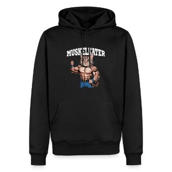 Muskelkater Katze Lustig Muskelprotz Fitness Humor - Männer Premium Bio Hoodie - Schwarz - Vorne - Nico (187cm)