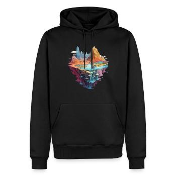 Mystique fantastique monde île aventure paysage - Sweat à capuche Premium bio Homme - noir - Devant - Nico (187cm)