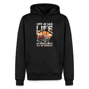 Off-road life, no speed limits, no worries - Men’s Premium Organic Hoodie - black - Front - Nico (187cm)