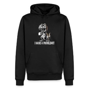 T-Rex avec problème de papier toilette design drôle - Sweat à capuche Premium bio Homme - noir - Devant - Nico (187cm)