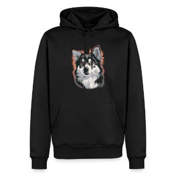 Superbe portrait de husky aux couleurs vives - Sweat à capuche Premium bio Homme - noir - Devant - Nico (187cm)