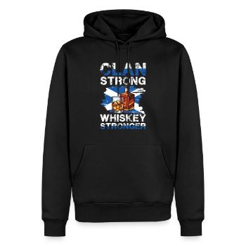 Clan Strong Whiskey Stronger Scotland Motif - Men’s Premium Organic Hoodie - black - Front - Nico (187cm)