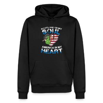 Scotland In My Soul America In My Soul - Men’s Premium Organic Hoodie - black - Front - Nico (187cm)