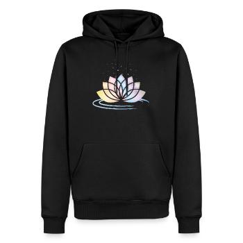Stylized Pastel Flower Symbol with Water - Men’s Premium Organic Hoodie - black - Front - Nico (187cm)