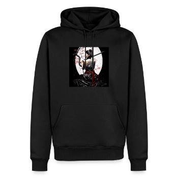 Kriegerische Samurai Kunst mit Kirschblüten und - Männer Premium Bio Hoodie - Schwarz - Vorne - Nico (187cm)