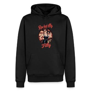 Rockabilly Filly Retro Vibes im Diner - Männer Premium Bio Hoodie - Schwarz - Vorne - Nico (187cm)