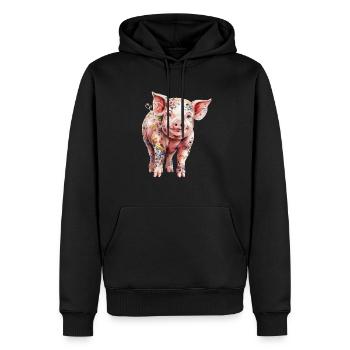 Cochon floral avec imprimé floral pour - Sweat à capuche Premium bio Homme - noir - Devant - Nico (187cm)