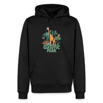 Aventure safari dans le parc des Girafics - Sweat à capuche Premium bio Homme - noir - Devant - Nico (187cm)