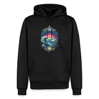 Fascinating waves and sunrise in the - Men’s Premium Organic Hoodie - black - Front - Nico (187cm)