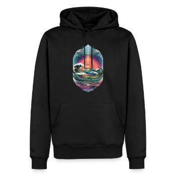 Wellen Und Sonnenaufgang Kunstwerk - Männer Premium Bio Hoodie - Schwarz - Vorne - Nico (187cm)