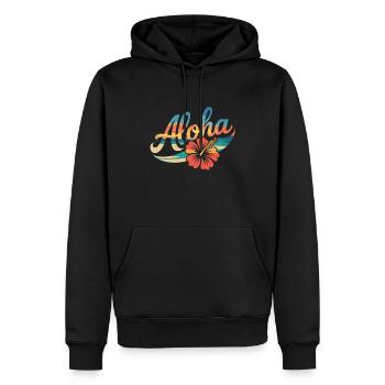 Aloha Été Hibiscus Plage Coucher de soleil - Sweat à capuche Premium bio Homme - noir - Devant - Nico (187cm)