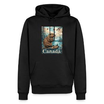Kanadischer Biber Am Fluss In Wunderschöner - Männer Premium Bio Hoodie - Schwarz - Vorne - Nico (187cm)