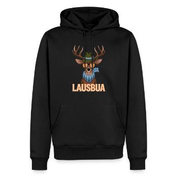 Cerf de Lausbua avec lunettes de soleil et chapeau - Sweat à capuche Premium bio Homme - noir - Devant - Nico (187cm)