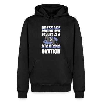 Dressage : Parce que le cheval mérite une salve d’applaudissements - Sweat à capuche Premium bio Homme - noir - Devant - Nico (187cm)