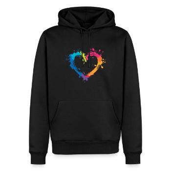 Colorful heart made of splashes of color for creative minds - Men’s Premium Organic Hoodie - black - Front - Nico (187cm)