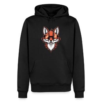 lunettes cool renard dessin animé illustration - Sweat à capuche Premium bio Homme - noir - Devant - Nico (187cm)