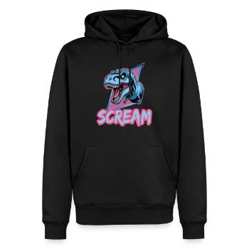 T-Rex Scream Art Rétro Dinosaure - Sweat à capuche Premium bio Homme - noir - Devant - Nico (187cm)