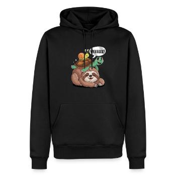 Fröhliches Faultier, Schildkröte und Schnecke - Männer Premium Bio Hoodie - Schwarz - Vorne - Nico (187cm)