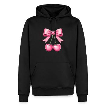 Kirschen Mit Rosa Schleife: Süßer Stil Für Deinen - Männer Premium Bio Hoodie - Schwarz - Vorne - Nico (187cm)