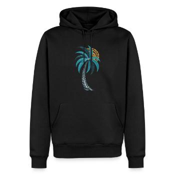 Tropische Palmen mit Mandala-Sonne für Sommer und - Männer Premium Bio Hoodie - Schwarz - Vorne - Nico (187cm)