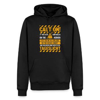 Caution! Nerviger Griller Spruch Für Grillmeister - Männer Premium Bio Hoodie - Schwarz - Vorne - Nico (187cm)