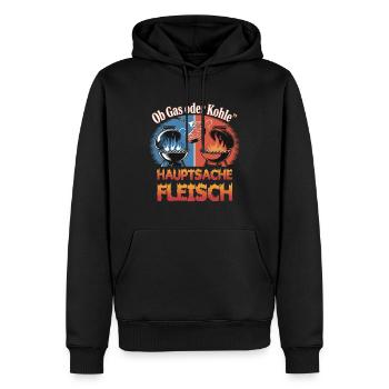 Ob Gas Oder Kohle Hauptsache Fleisch Grill - Männer Premium Bio Hoodie - Schwarz - Vorne - Nico (187cm)