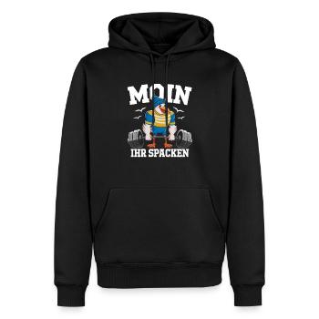 Moin Her Spacken Drôle Mouette Haltérophilie - Sweat à capuche Premium bio Homme - noir - Devant - Nico (187cm)