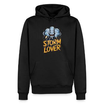Storm Lover Clouds Lightning Face - Men’s Premium Organic Hoodie - black - Front - Nico (187cm)