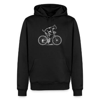 Chien Boxer conduisant un vélo - Sweat à capuche Premium bio Homme - noir - Devant - Nico (187cm)