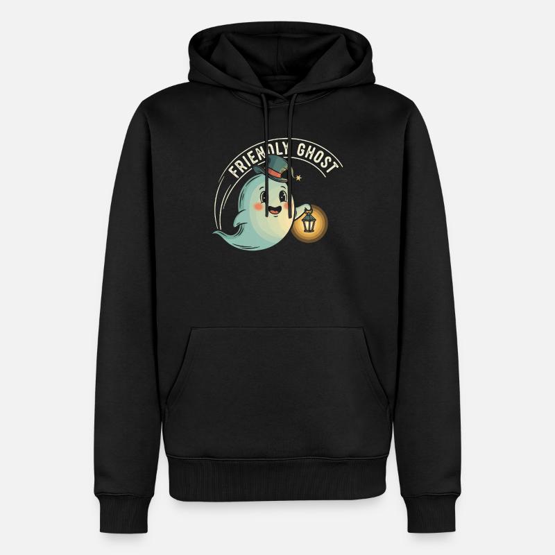 Freundlicher Geist mit Laterne - Männer Premium Bio Hoodie - Schwarz