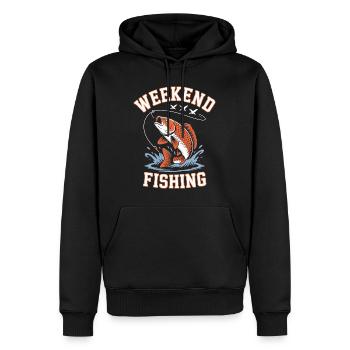 Weekend Fishing Splash T-shirt Design - Men’s Premium Organic Hoodie - black - Front - Nico (187cm)