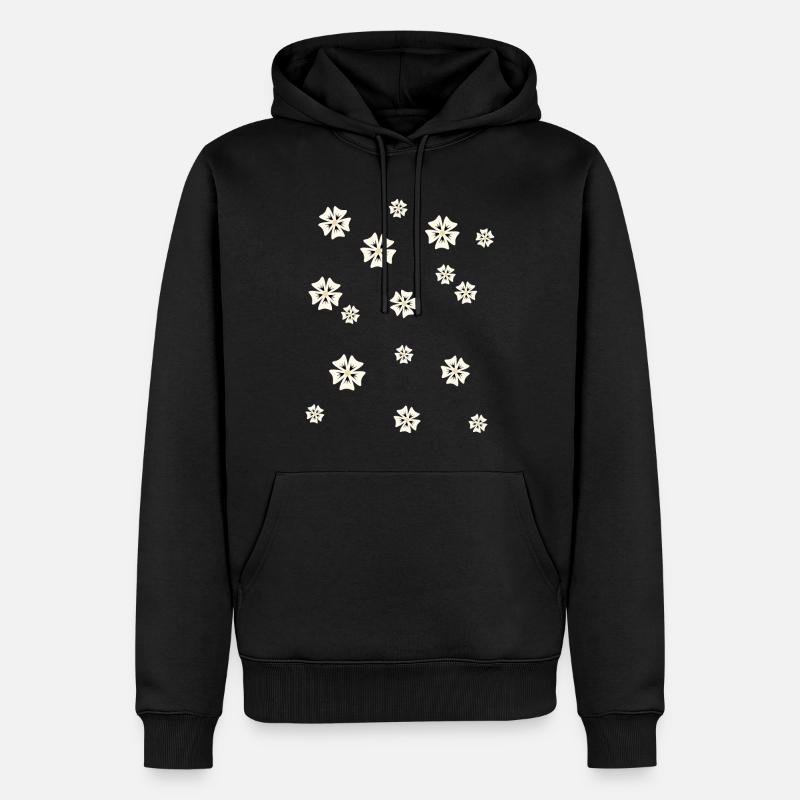 Blumenmuster in schlichtem Stil - Männer Premium Bio Hoodie - Schwarz