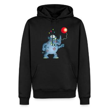 Rhinocéros et bilboquet - Sweat à capuche Premium bio Homme - noir - Devant - Nico (187cm)