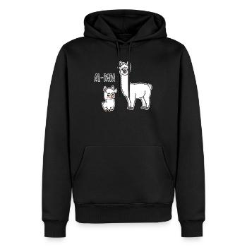 Al-Papa Un papa alpaga avec un enfant alpaga - Sweat à capuche Premium bio Homme - noir - Devant - Nico (187cm)