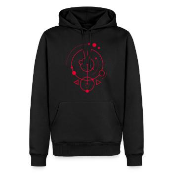 Rotes geometrisches Symbol - Männer Premium Bio Hoodie - Schwarz - Vorne - Nico (187cm)