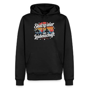  Skatspieler Aus Leidenschaft Retro Skat Karten - Männer Premium Bio Hoodie - Schwarz - Vorne - Nico (187cm)