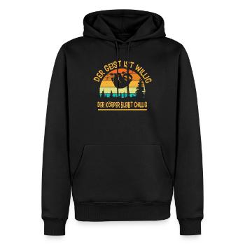 paresseux dictons drôles tenues amusantes - Sweat à capuche Premium bio Homme - noir - Devant - Nico (187cm)