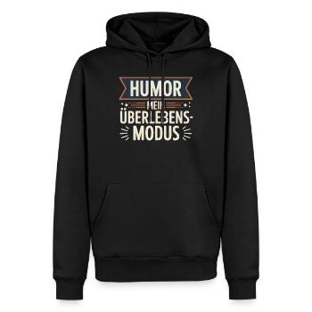 Humor – Mein Überlebensmodus | Lustiger Spruch - Männer Premium Bio Hoodie - Schwarz - Vorne - Nico (187cm)