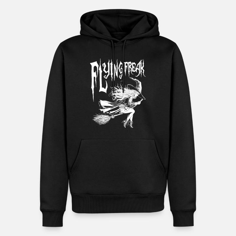 Flying Freak Witch Blanc Design - Sweat à capuche Premium bio Homme - noir