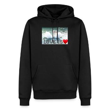 L’amour est le cœur du cygne - Sweat à capuche Premium bio Homme - noir - Devant - Nico (187cm)